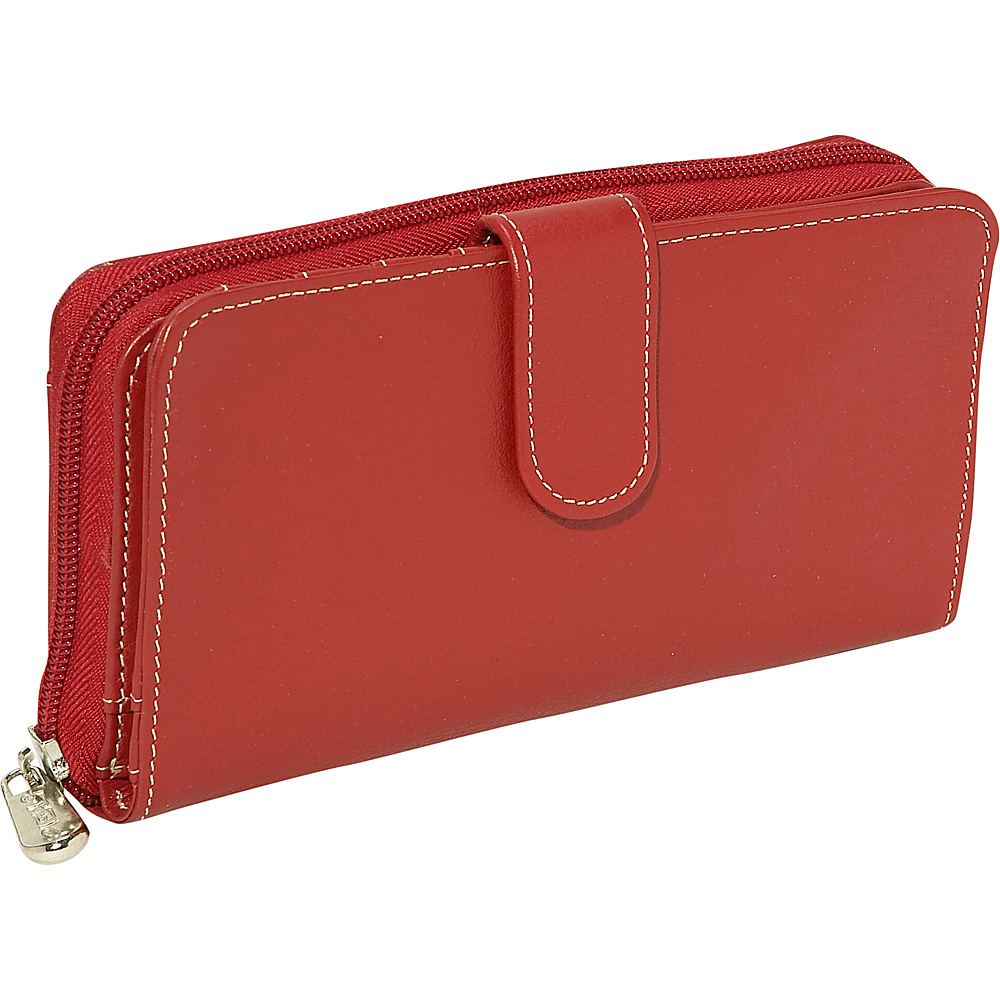 Piel Ladies Multi Compartment Wallet Red Piel Women s Wallets
