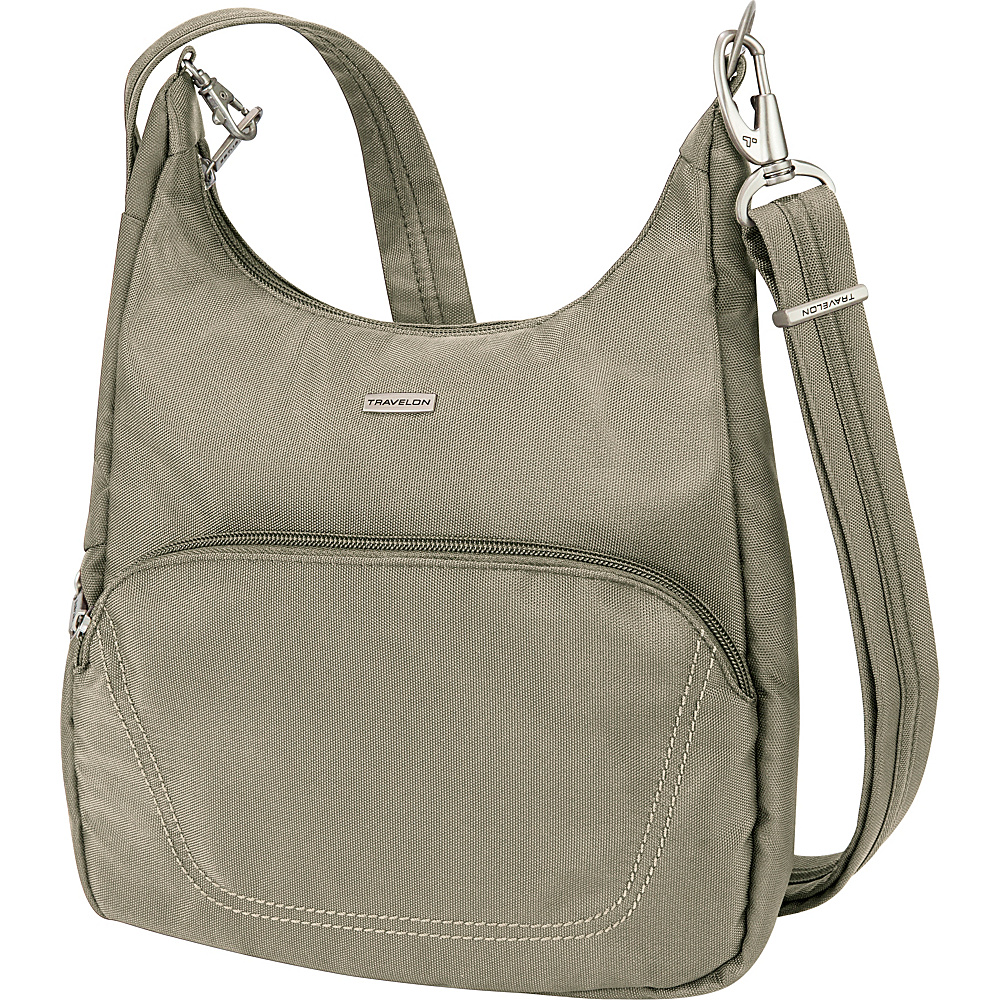 Travelon Anti Theft Classic Essential Messenger Bag Stone Travelon Fabric Handbags