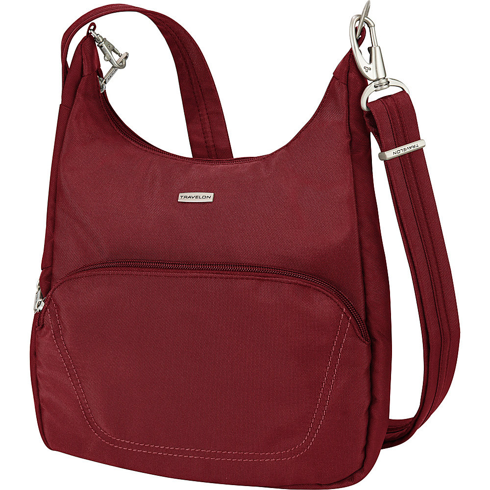 Travelon Anti Theft Classic Essential Messenger Bag Cranberry Travelon Fabric Handbags