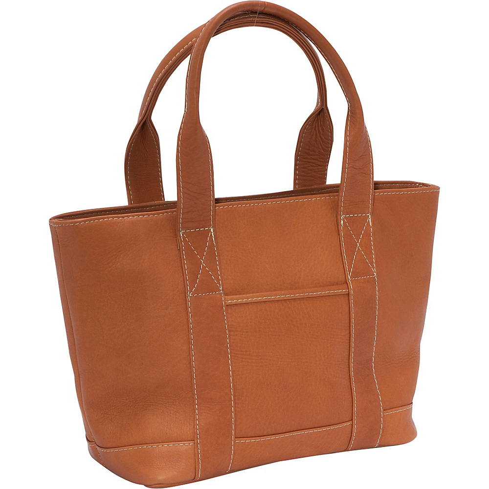 Le Donne Leather Double Strap Small Pocket Tote Tan