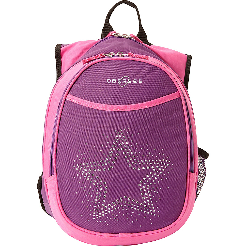 Obersee Kids Pre School Star Backpack with Integrated Lunch Cooler Purple Pink Bling Rhinestone Star Obersee Everyday Backpacks