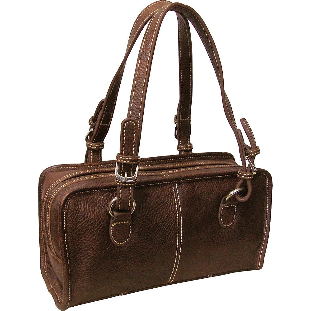 AmeriLeather Classy Belt Stitched Leather Satchel Brown AmeriLeather Leather Handbags