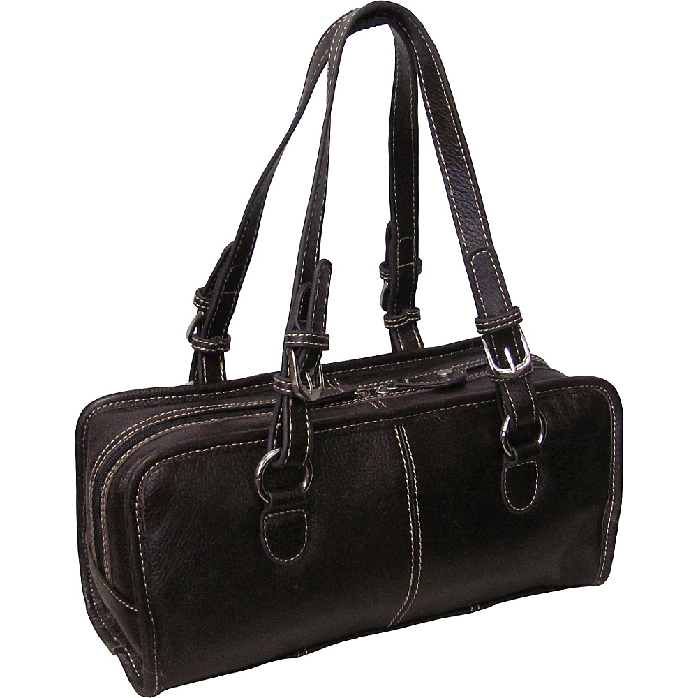 AmeriLeather Classy Belt Stitched Leather Satchel Dark Brown AmeriLeather Leather Handbags
