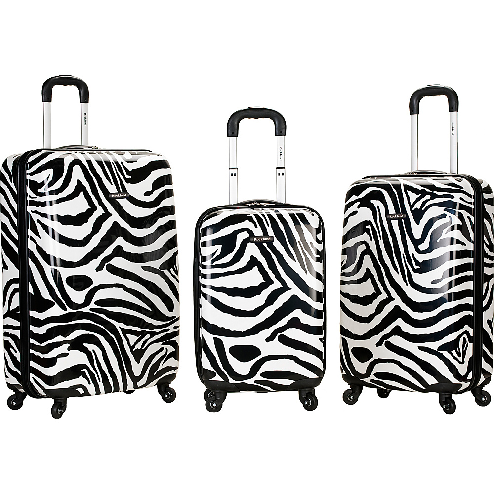 Rockland Luggage Safari 3 Piece Hardside Spinner Set Zebra Rockland Luggage Luggage Sets