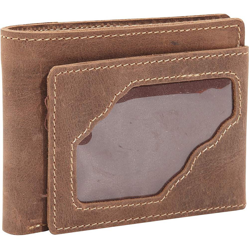 Vagabond Traveler WANDERER Classic Leather Bifold Wallet w ID Window Vintage Brown Vagabond Traveler Men s Wallets