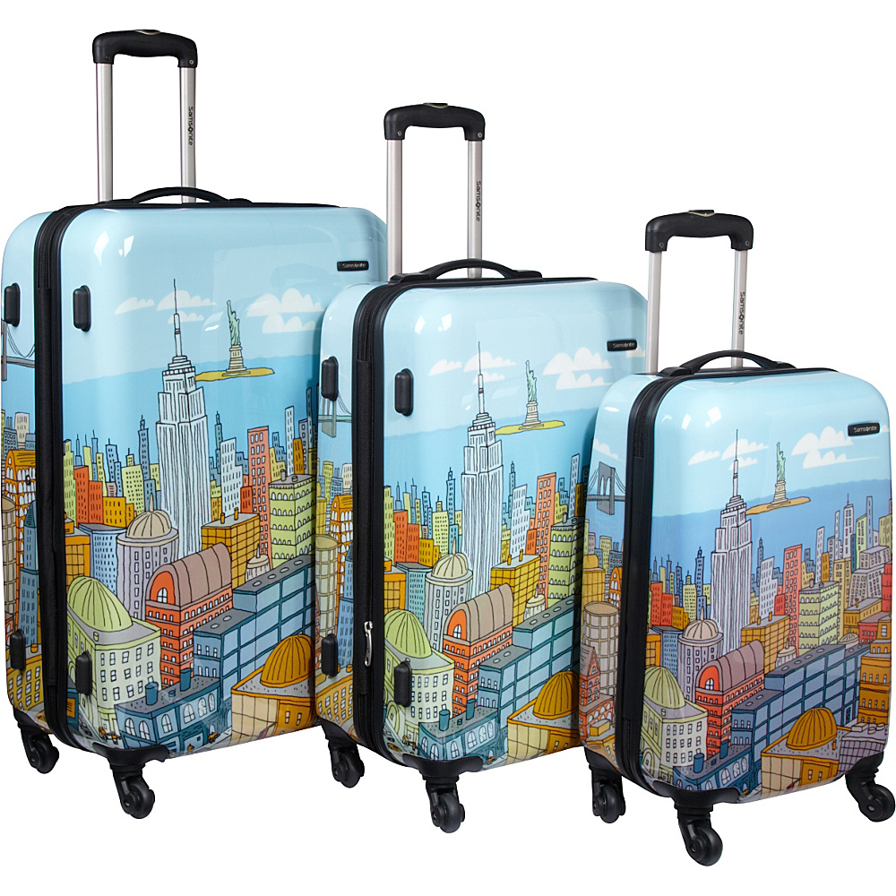 Samsonite CityScapes 3 Piece Spinner Set Blue Print Samsonite Luggage Sets