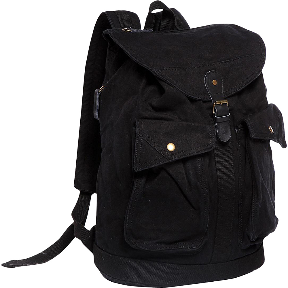 Vagabond Traveler Classic Style Canvas Backpack Black Vagabond Traveler Everyday Backpacks
