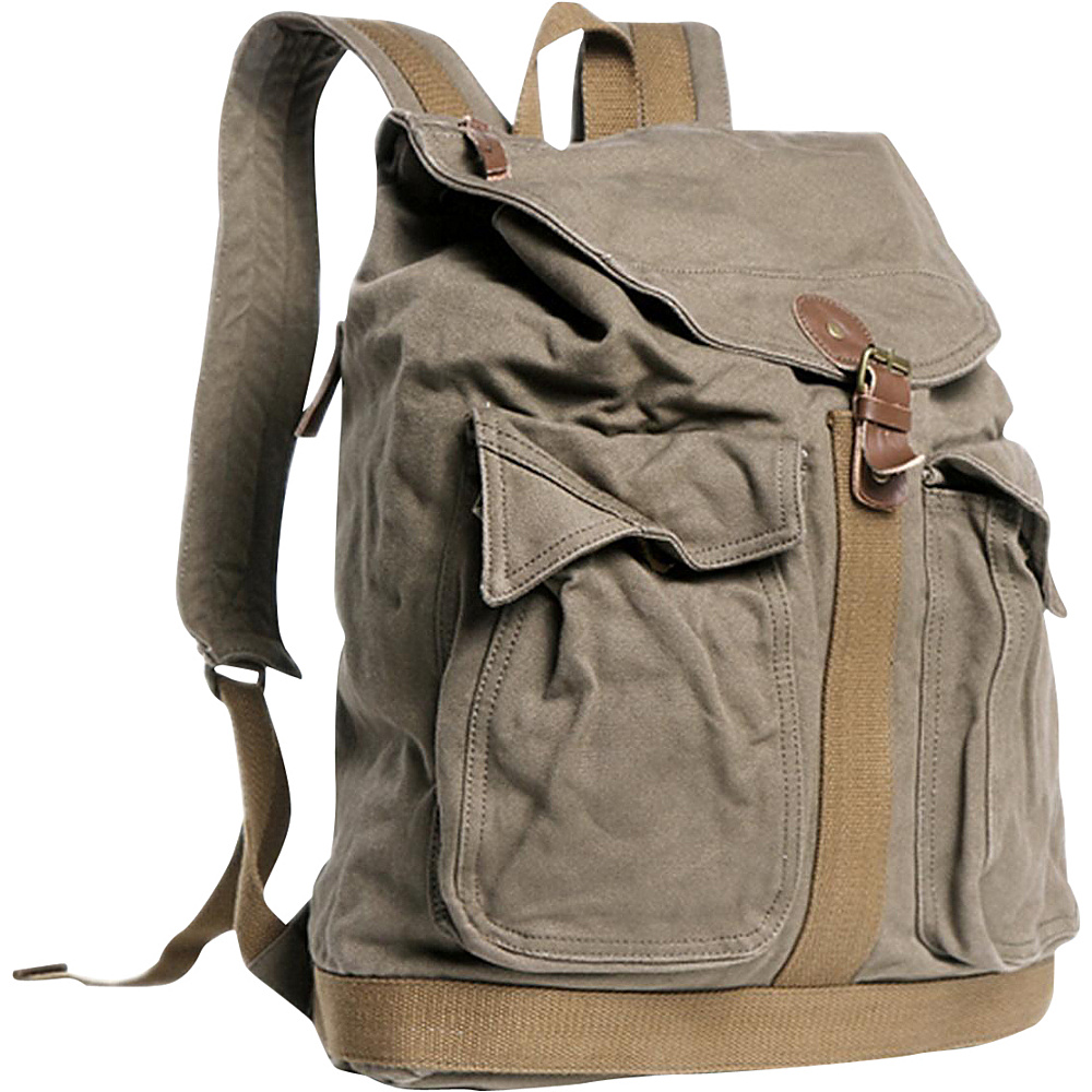 Vagabond Traveler Classic Style Canvas Backpack Military Green Vagabond Traveler Everyday Backpacks
