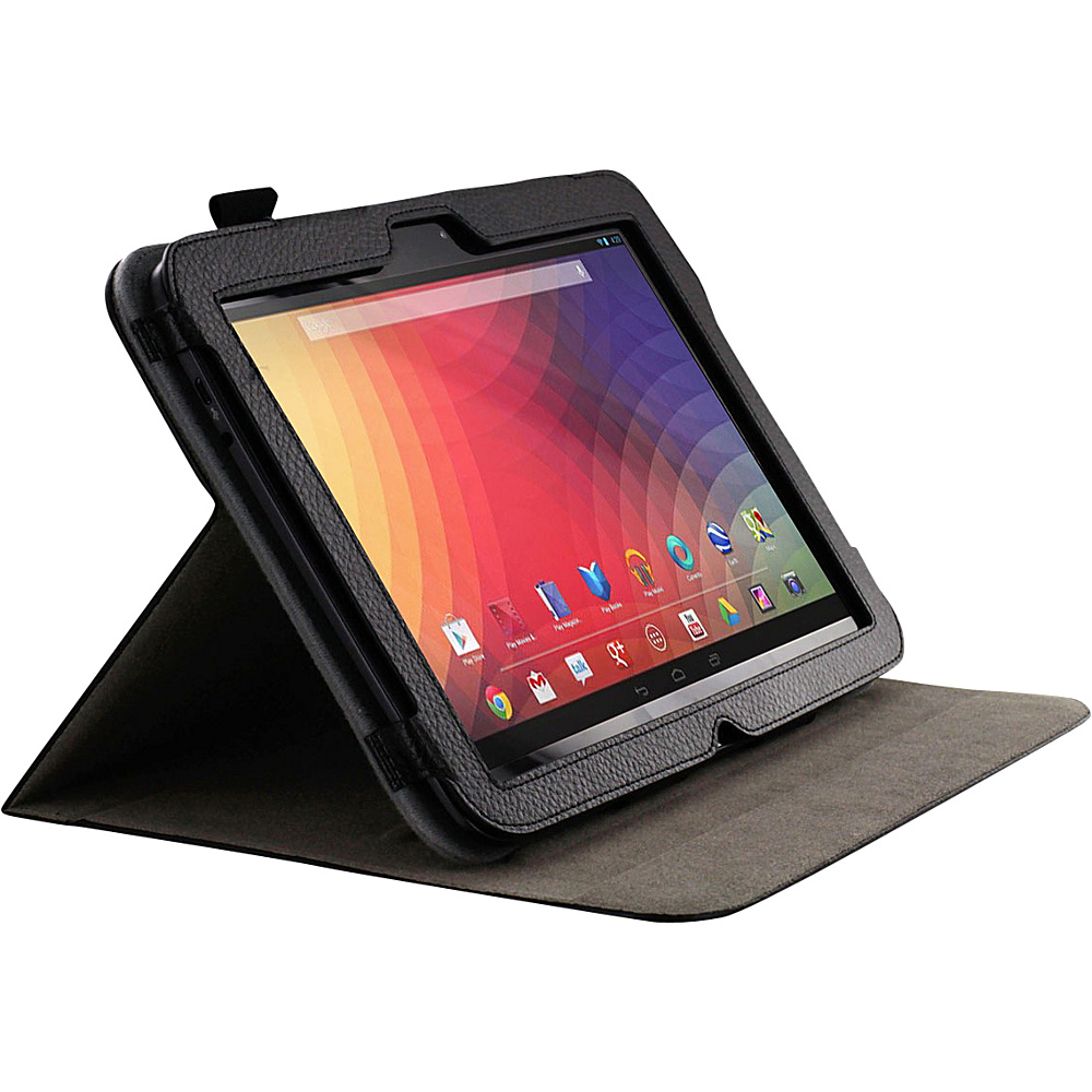rooCASE Dual View Leather Folio Case for Google Nexus 10 Black rooCASE Electronic Cases
