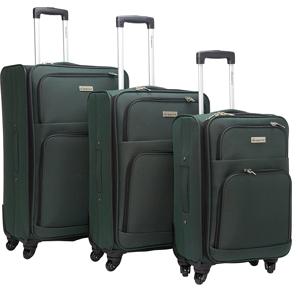 McBrine Luggage Eco Friendly 3 Piece Luggage Spinner Set Two Tone Green McBrine Luggage Luggage Sets