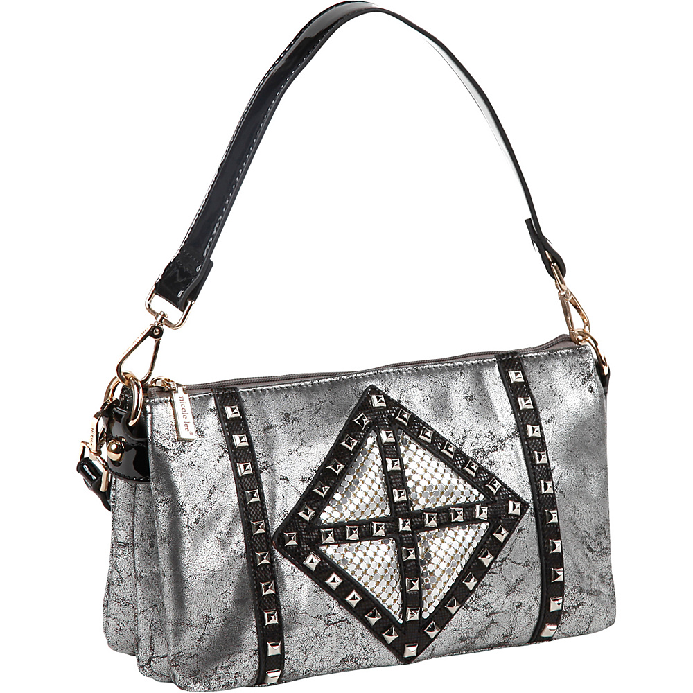 Nicole Lee Joanne Metallic Geometrics Shoulder Bag Black Nicole Lee Manmade Handbags