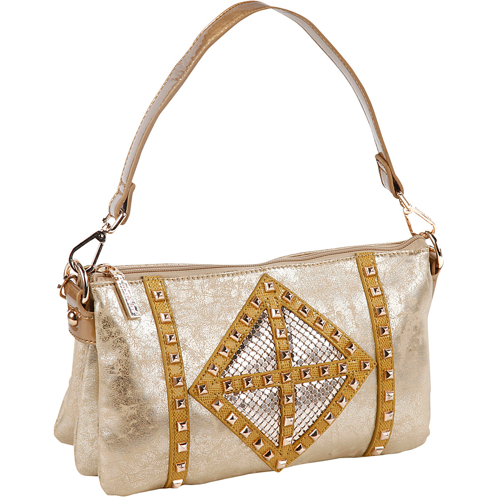 Nicole Lee Joanne Metallic Geometrics Shoulder Bag Gold Nicole Lee Manmade Handbags