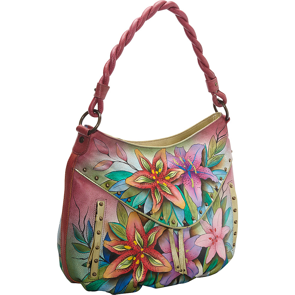 Anuschka Ruched Multi Pocket Hobo Luscious Lilies Anuschka Leather Handbags