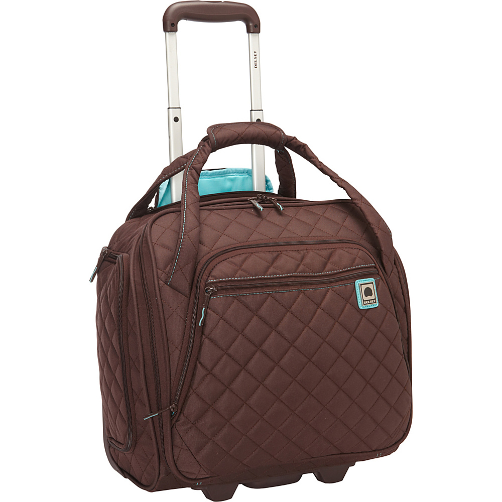 Delsey Quilted Rolling UnderSeat Tote EXCLUSIVE Brown Delsey Small Rolling Luggage