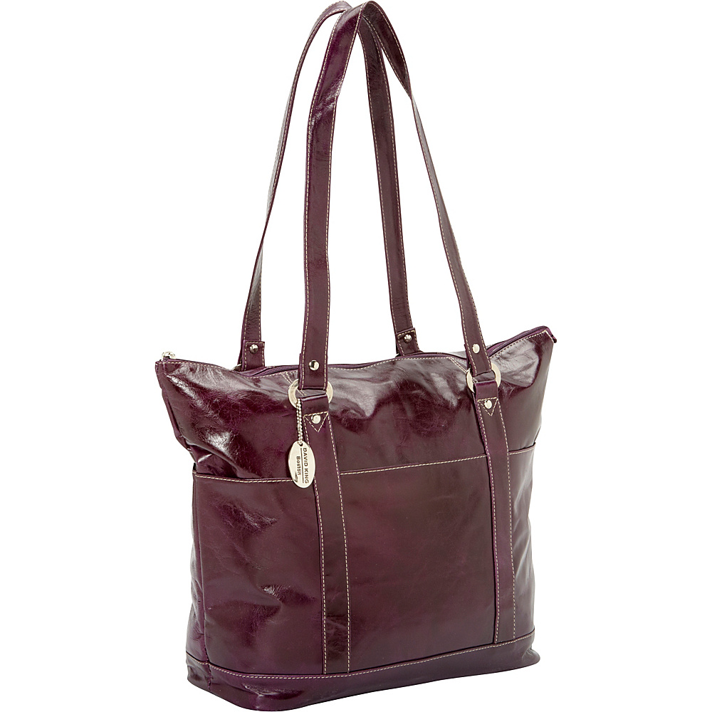 David King Co. Large Florentine 6 Pocket Shopper Purple David King Co. Leather Handbags
