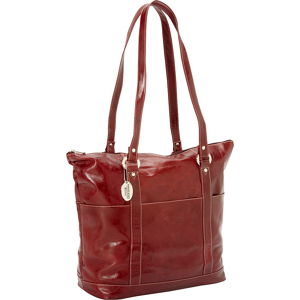 David King Co. Large Florentine 6 Pocket Shopper Cherry David King Co. Leather Handbags