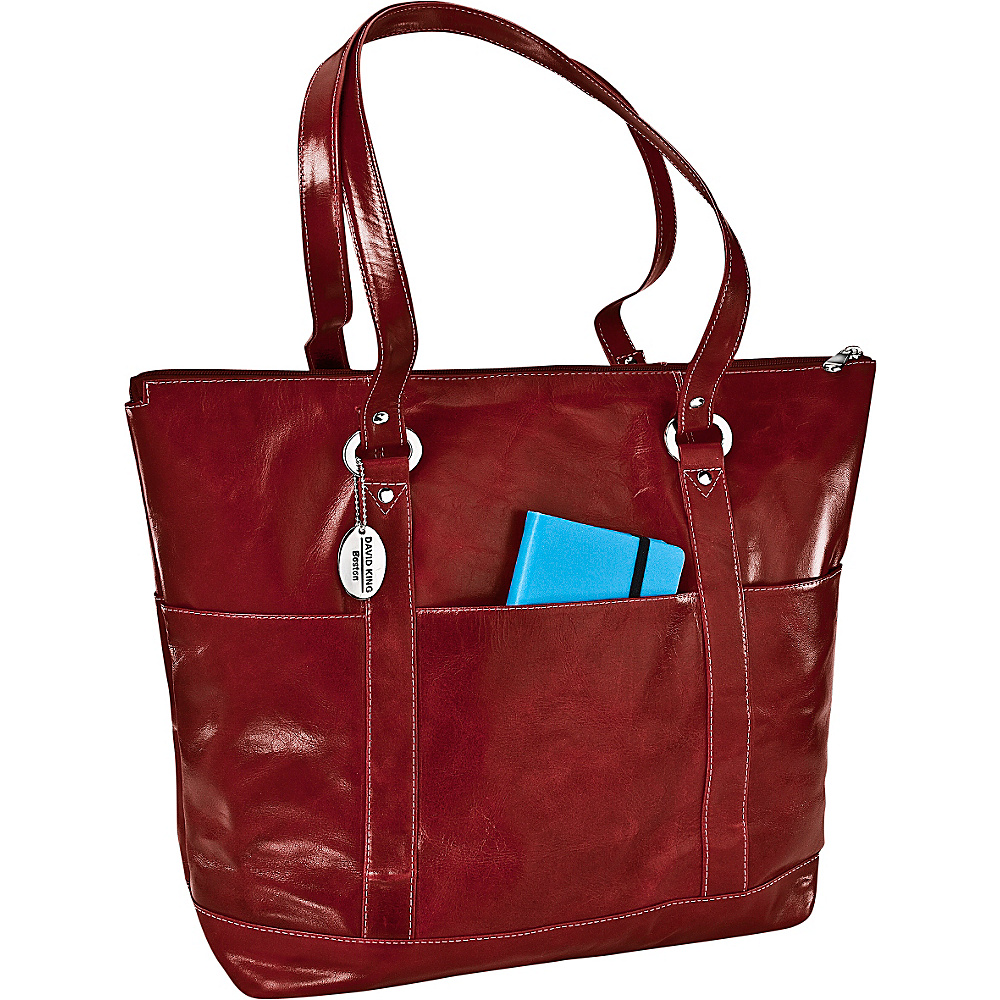 David King Co. Large Florentine 6 Pocket Shopper Red David King Co. Leather Handbags