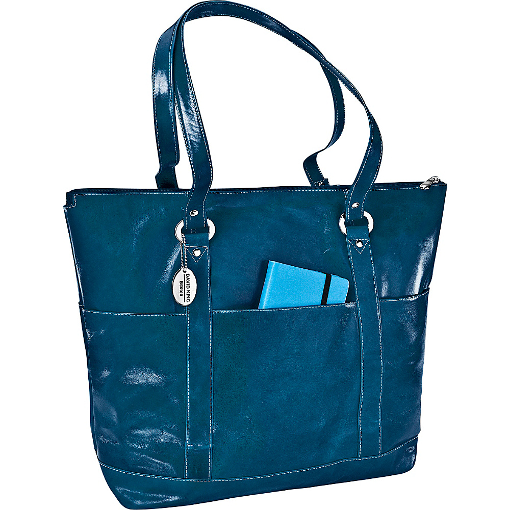 David King Co. Large Florentine 6 Pocket Shopper Blue David King Co. Leather Handbags