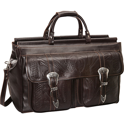 Ropin West 20" Leather Weekender Brown - Ropin West Luggage Totes and Satchels