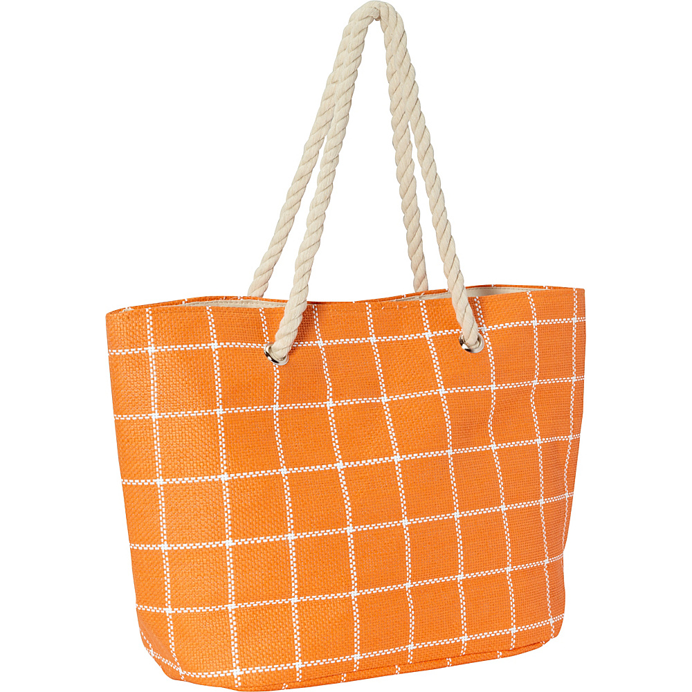 Magid Stripe Paper Straw Beach Tote Orange Magid Straw Handbags