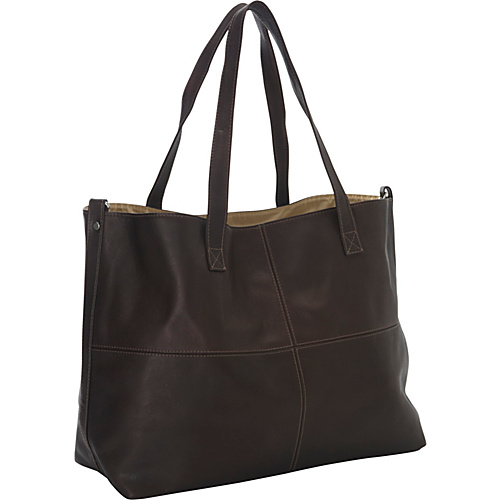 Piel Large Leather Multi-Purpose Open Tote Chocolate - Piel Leather Handbags