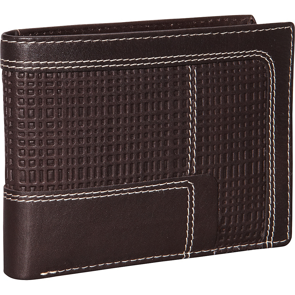 Mancini Leather Goods Passcase Wallet with Coin Pocket RFID Secure Brown Mancini Leather Goods Men s Wallets