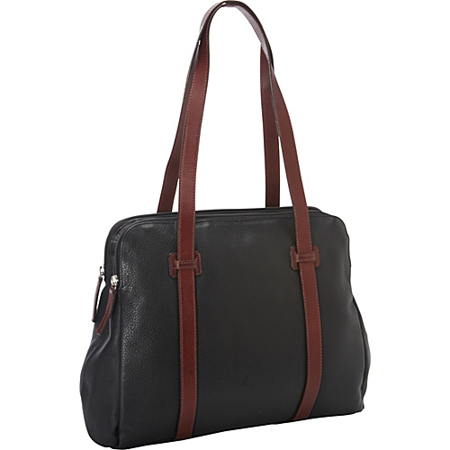 Derek Alexander Twin Top Zip BLACK/BRANDY - Derek Alexander Leather Handbags
