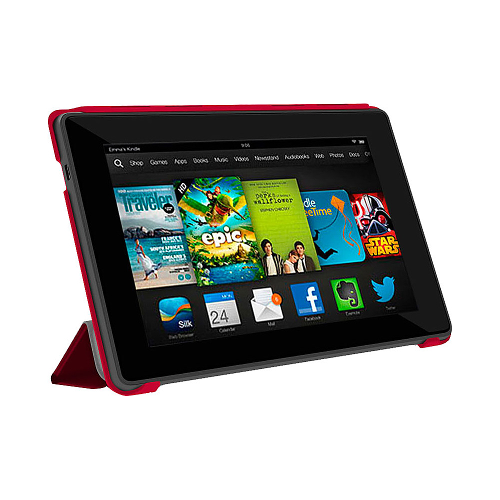 rooCASE Amazon Kindle Fire HD 7 2013 Origami Slim Shell Case Red rooCASE Electronic Cases