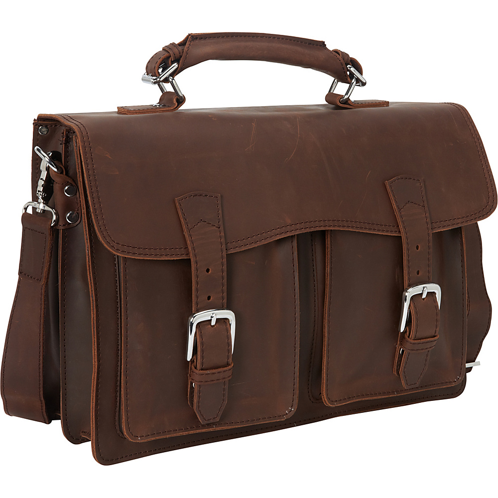 Vagabond Traveler 16.5 Cowhide Leather Pro Briefcase Laptop Case Reddish Brown Vagabond Traveler Non Wheeled Business Cases