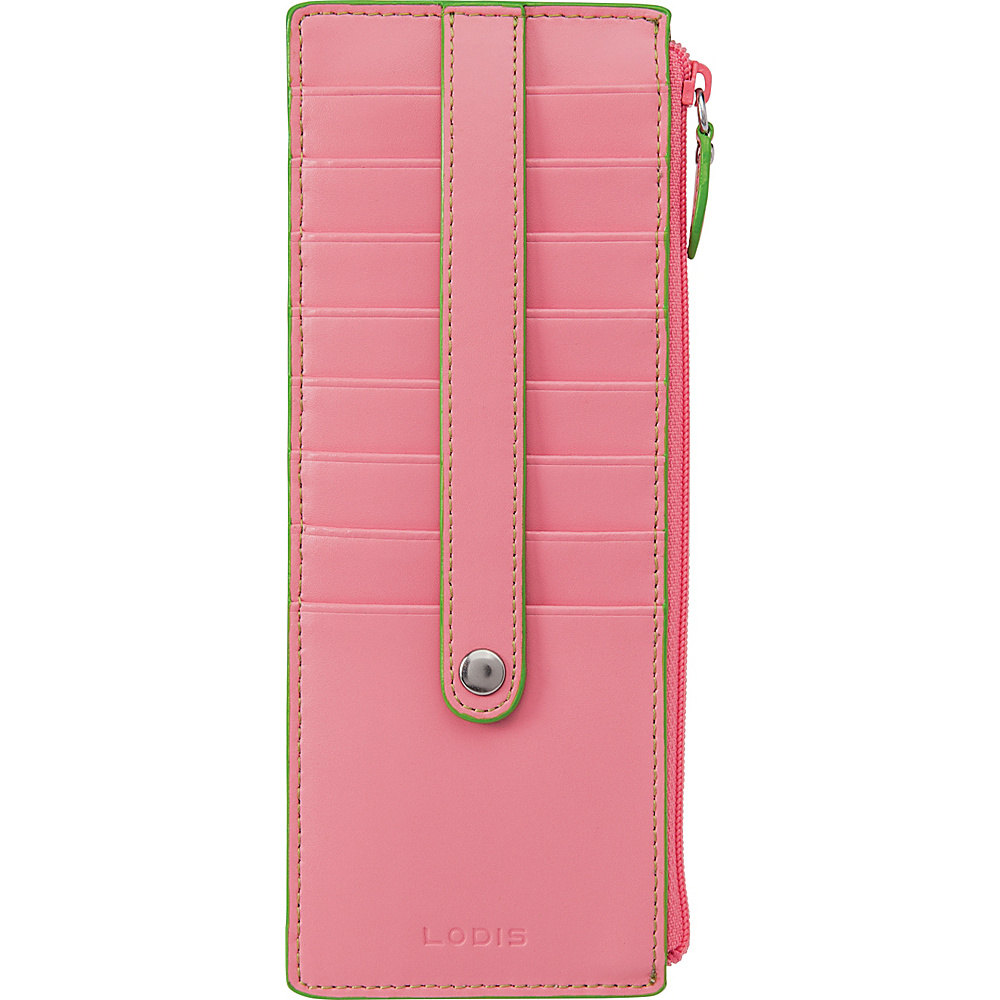 Lodis Audrey Credit Card Case with Zip Pocket Fashion Colors Pink Kiwi Lodis Ladies Small Wallets