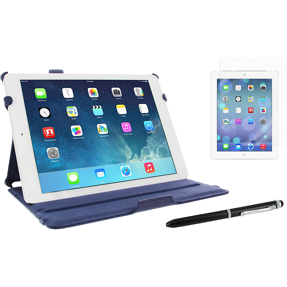 rooCASE iPad Air Slim Fit Folio Case 3 in 1 Bundle Navy rooCASE Electronic Cases