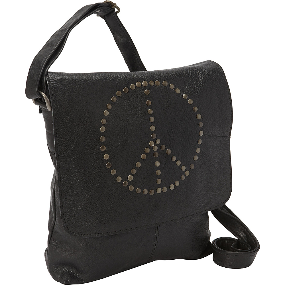 Sharo Leather Bags Peace Messenger Bag Black Sharo Leather Bags Leather Handbags