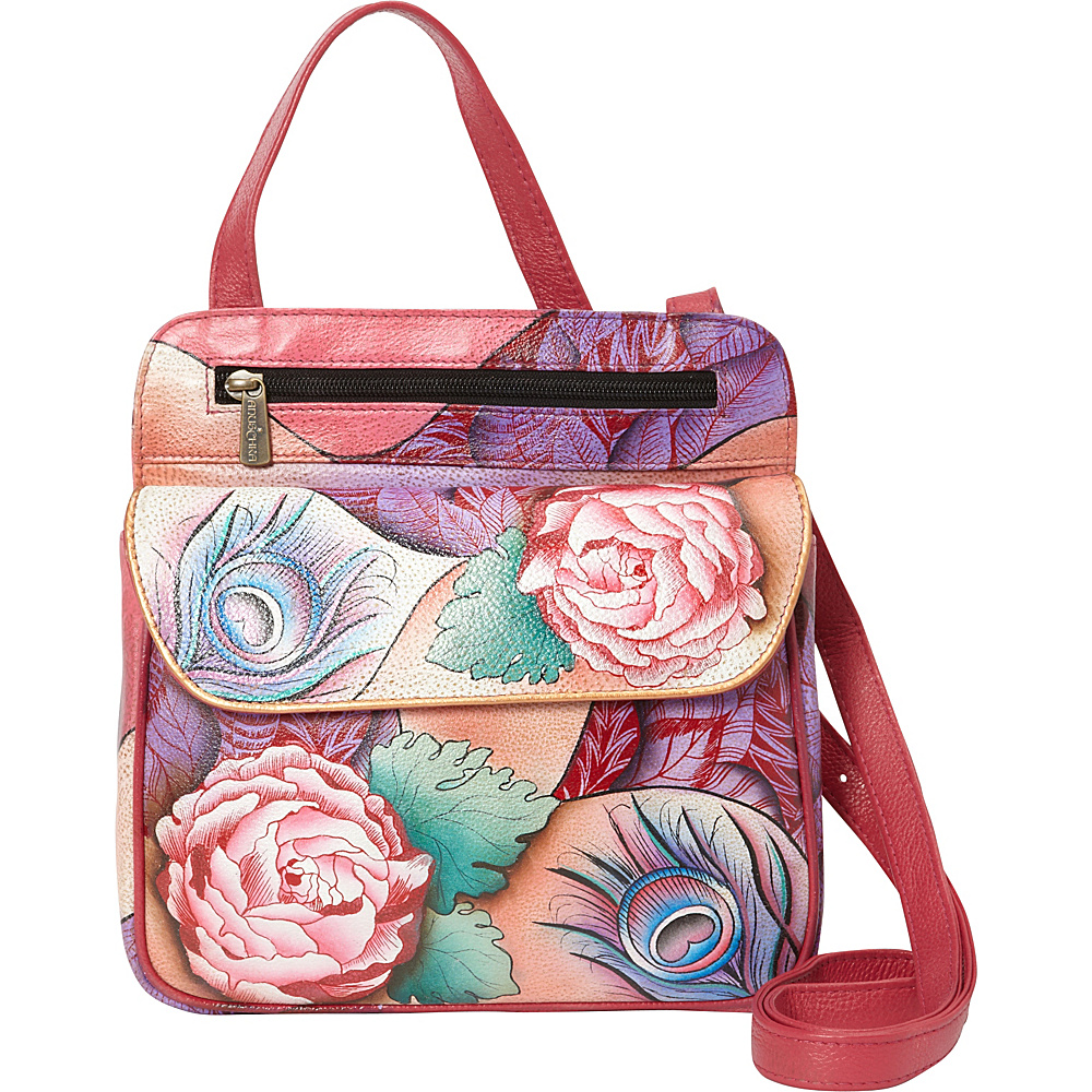 Anuschka Multi Pocket Travel Crossbody Rosy Reverie Anuschka Leather Handbags