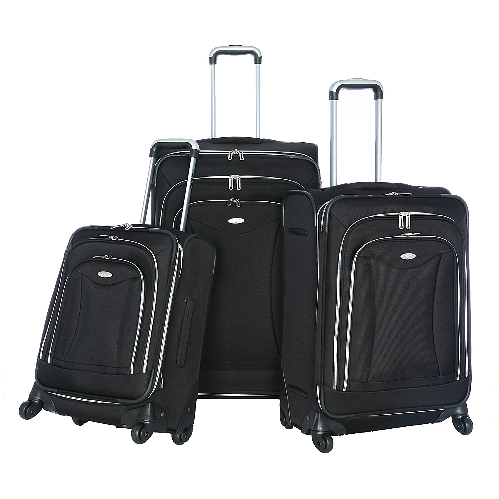 Olympia Luxe 3pc Luggage Set Black Olympia Luggage Sets