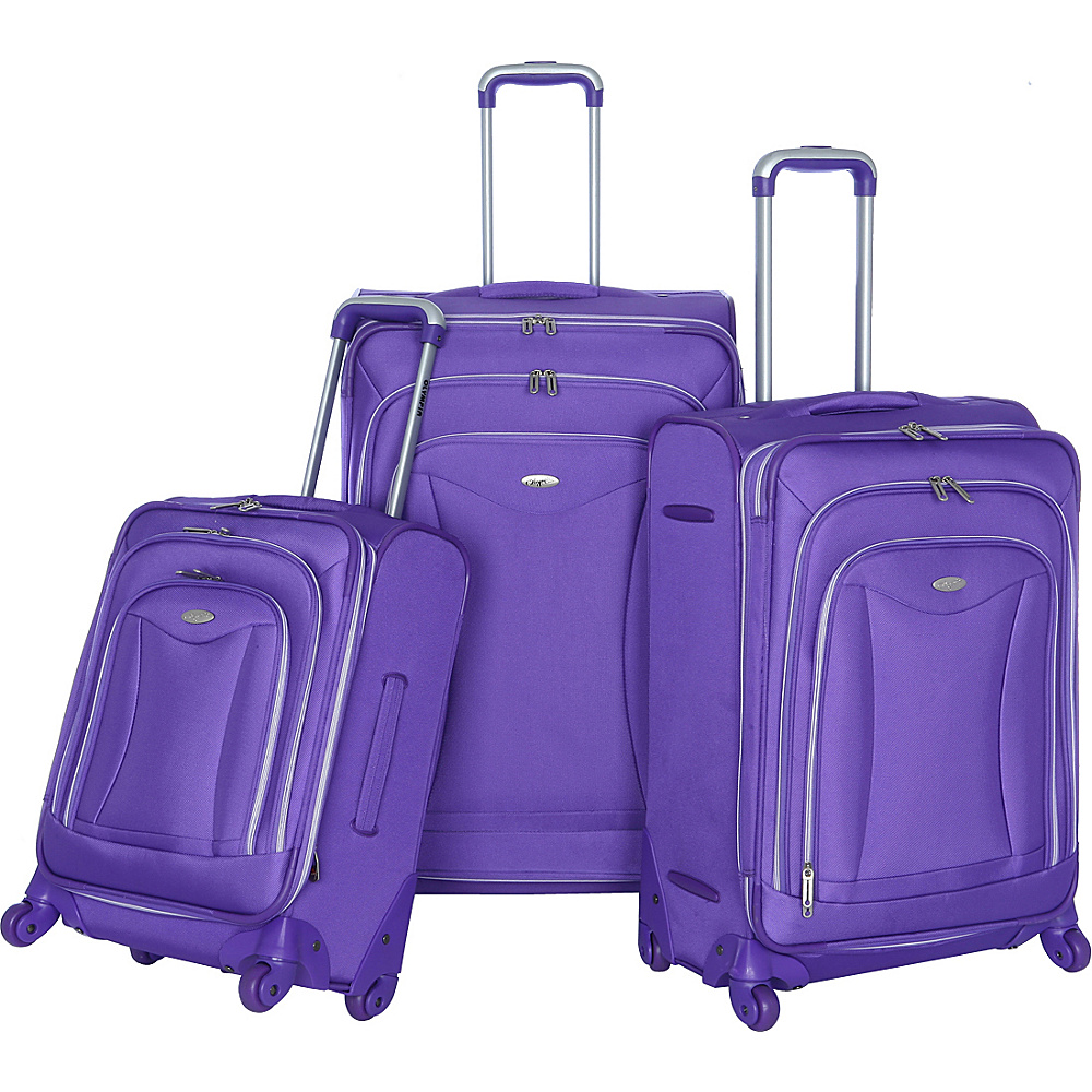 Olympia Luxe 3pc Luggage Set Plum Olympia Luggage Sets