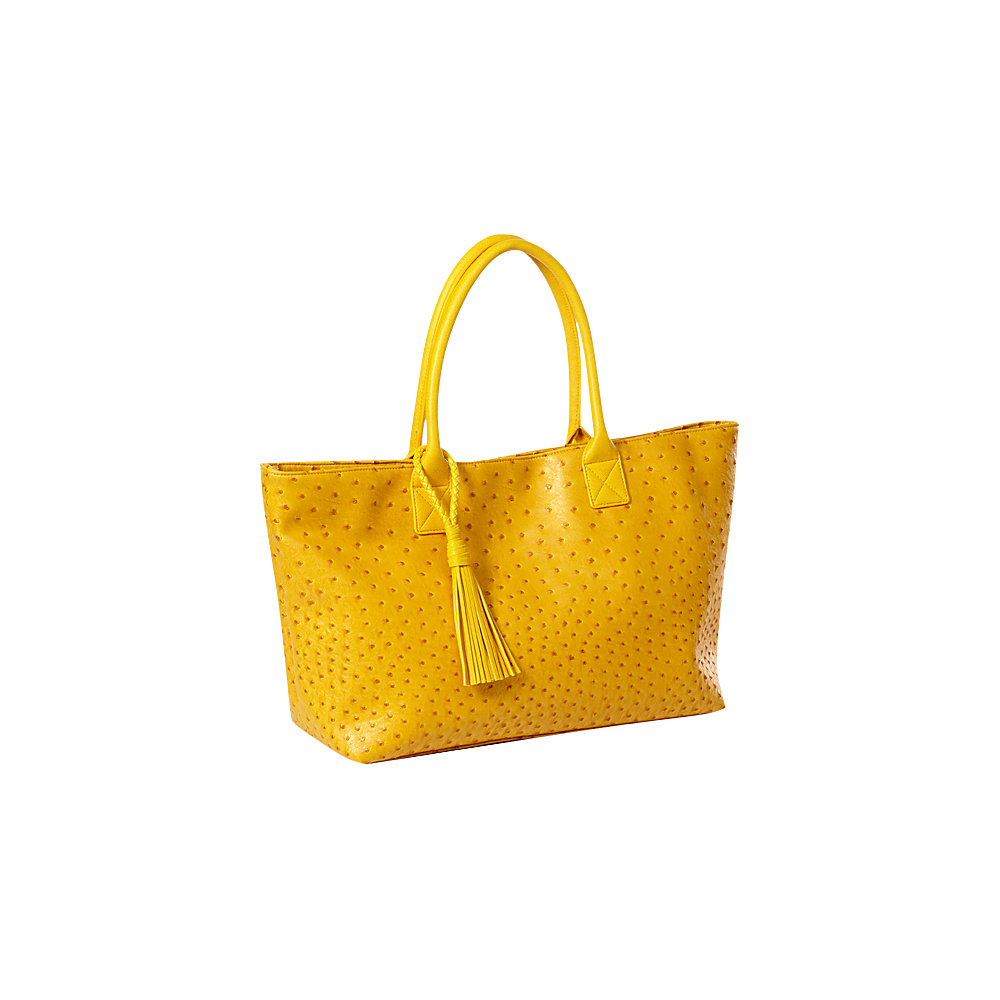 Clava Jemma Faux Ostrich Market Tote Yellow Clava Manmade Handbags
