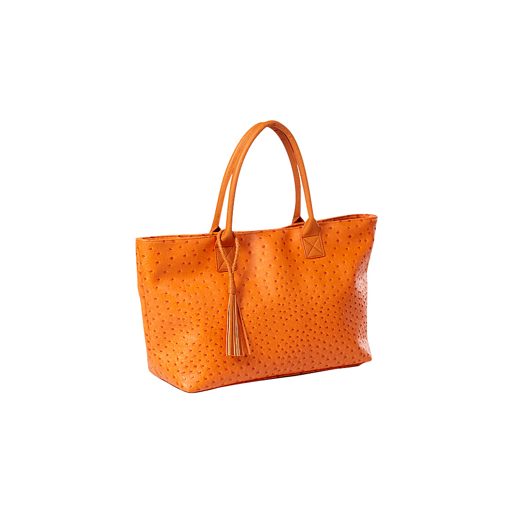 Clava Jemma Faux Ostrich Market Tote Orange Clava Manmade Handbags
