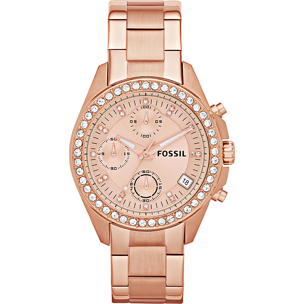 Fossil Decker Chronograph Stainless Steel Watch Rose Gold Turquois Fossil Watches