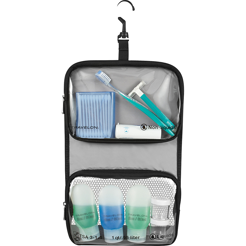 Travelon Wet Dry 1 Quart Bag with Plastic Bottles Black Travelon Toiletry Kits