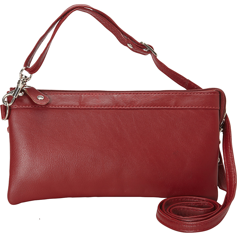 R R Collections Cross Body with Top Zip Pocket RED R R Collections Leather Handbags