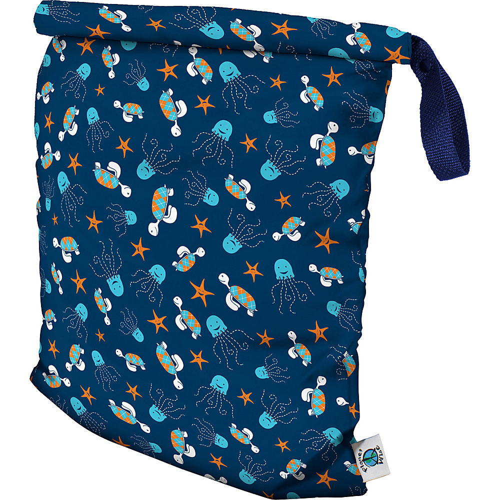Planet Wise Large Roll Down Wet Bag Navy Sea Friends Planet Wise Diaper Bags Accessories