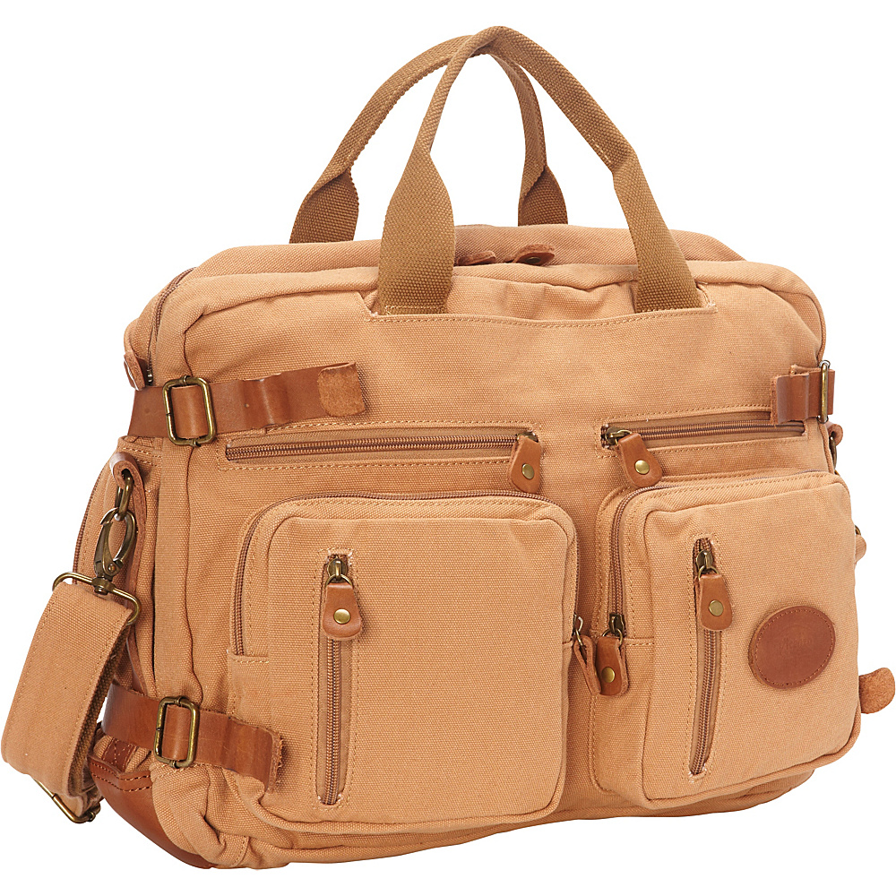 Vicenzo Leather Flex Canvas Leather Messenger Bag Briefcase Backpack Brown Vicenzo Leather Messenger Bags