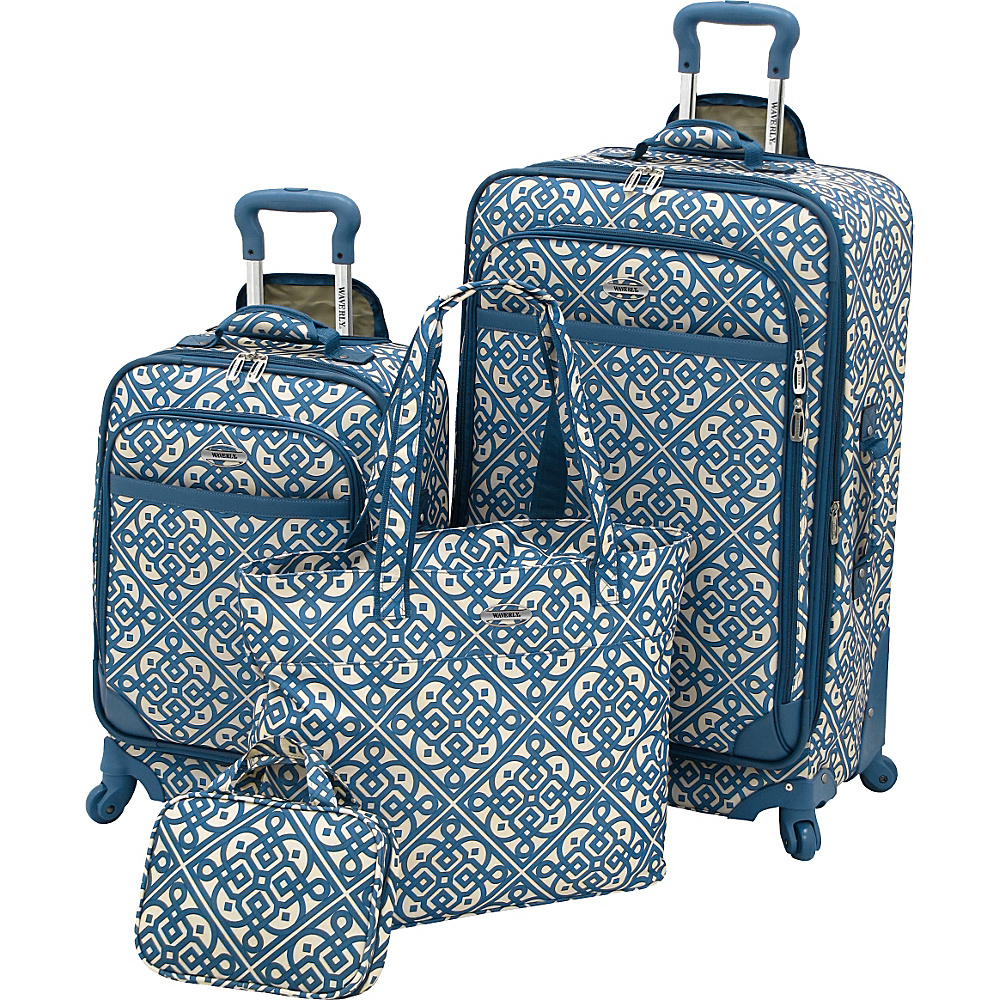 Waverly Boutique 4pc Luggage Set Aqua Waverly Luggage Sets
