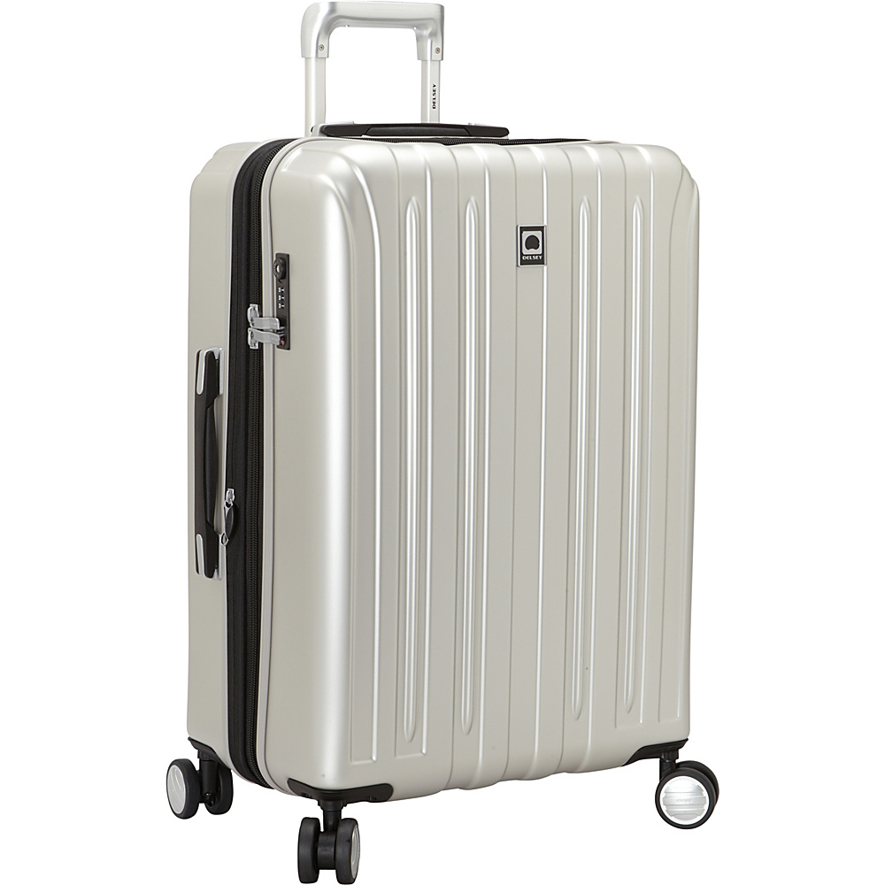 Delsey Helium Titanium 25 Spinner Trolley Silver Delsey Hardside Checked