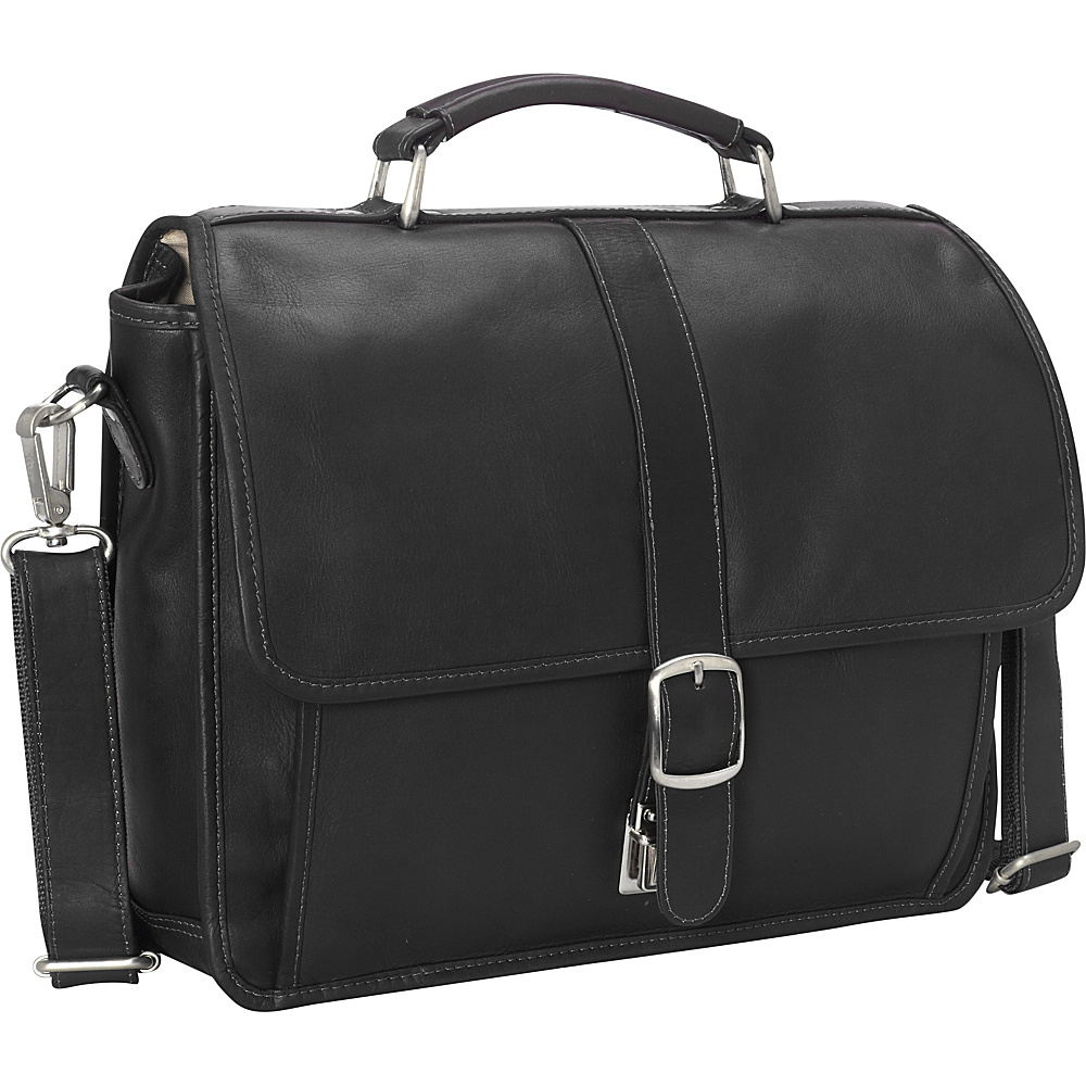 Piel Small Flap Over Laptop Tablet Brief Black Piel Non Wheeled Business Cases