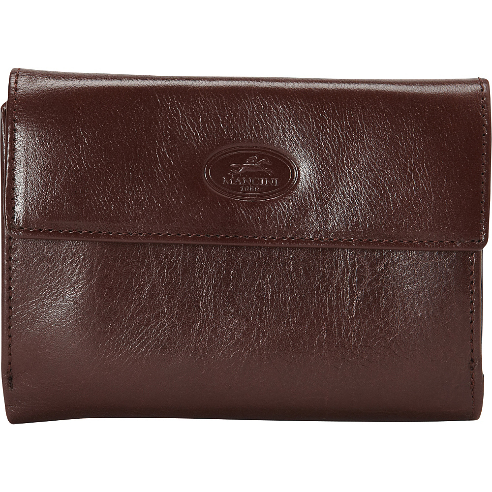 Mancini Leather Goods Ladies RFID Small Clutch Wallet Brown Mancini Leather Goods Women s Wallets