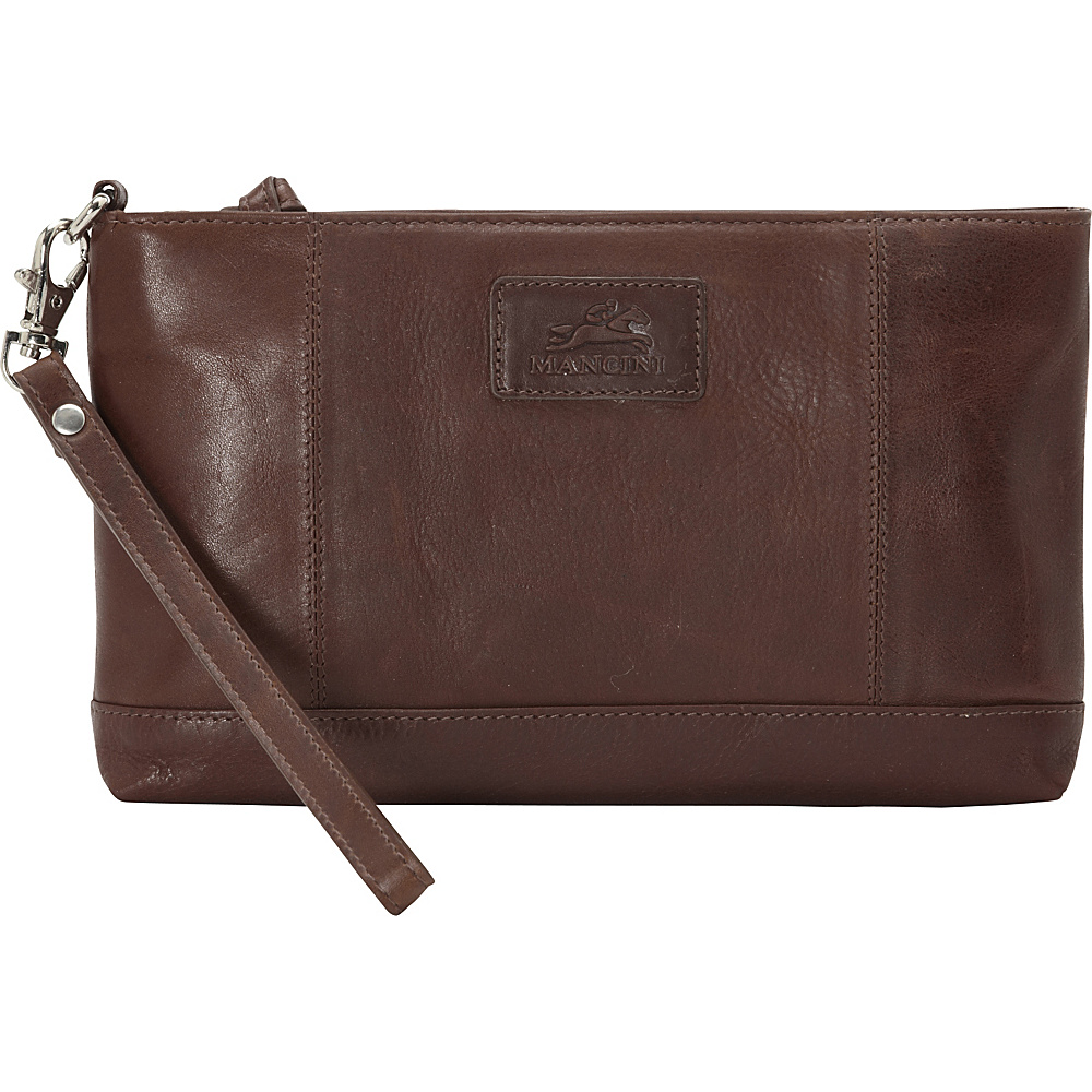 Mancini Leather Goods Ladies RFID Wristlet Brown Mancini Leather Goods Women s Wallets