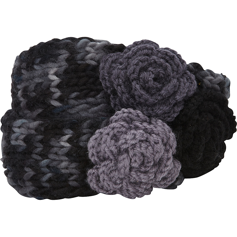 Magid Multi Flower Knit Head Wrap Black Multi Magid Hats Gloves Scarves