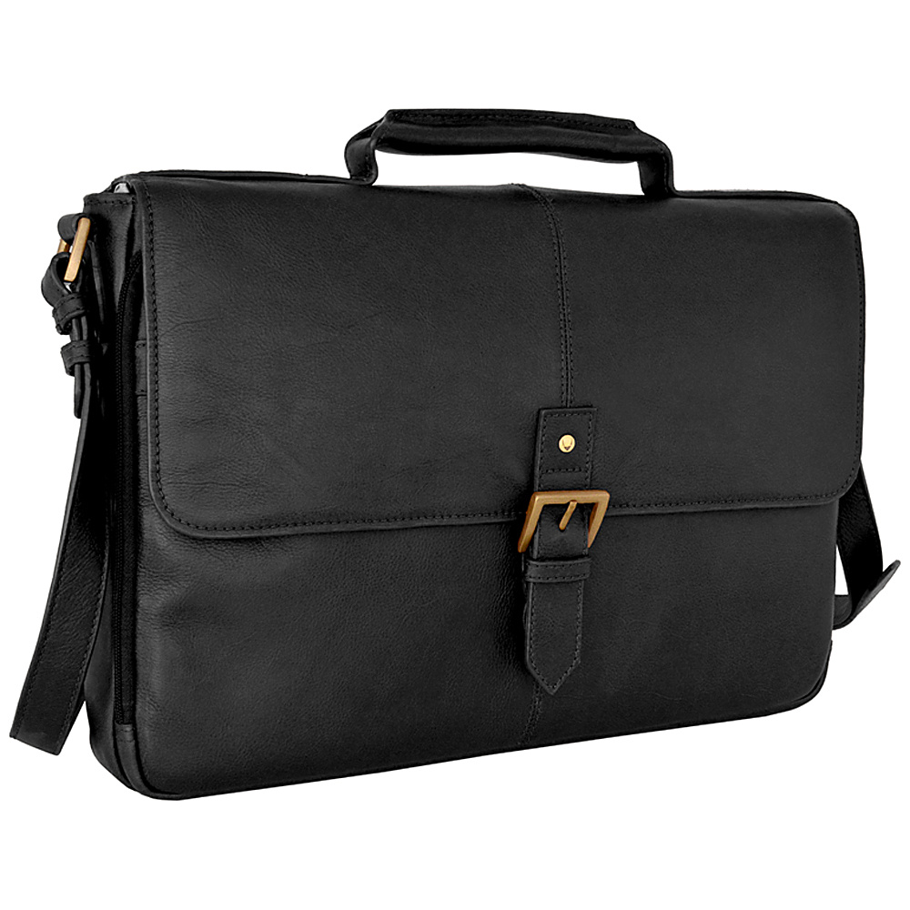 Hidesign Charles Leather 15 Laptop Compatible Briefcase Work Bag Black Hidesign Non Wheeled Business Cases