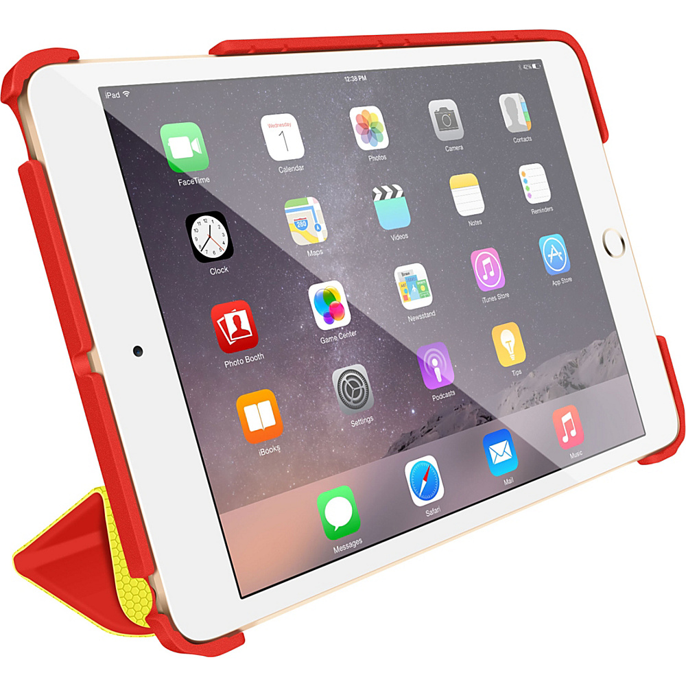 rooCASE Origami 3D Slim Shell Folio Case Smart Cover for Apple iPad Mini 3 2 1 Testarossa Red Tangerine Yellow rooCASE Electronic Cases